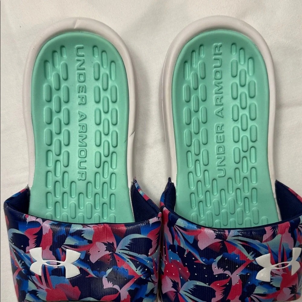 Under Armour Tropical Slide Sandals - Blue pink green size 8 slide on - Picture 5 of 12